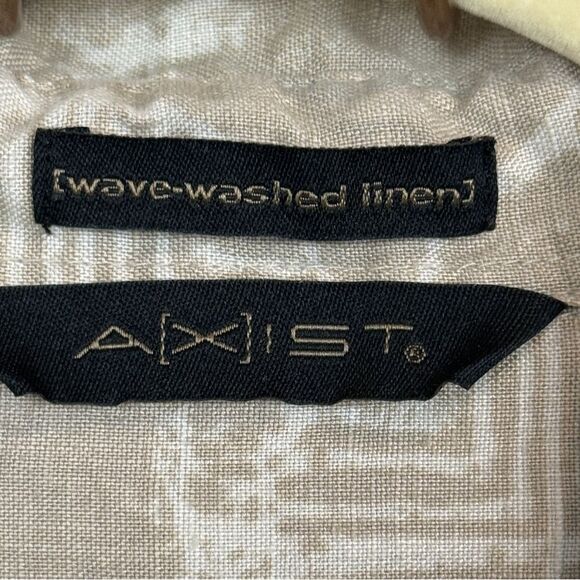 Axist Wave Washed Batik Linen Shirt Tan XL - Picture 3 of 7